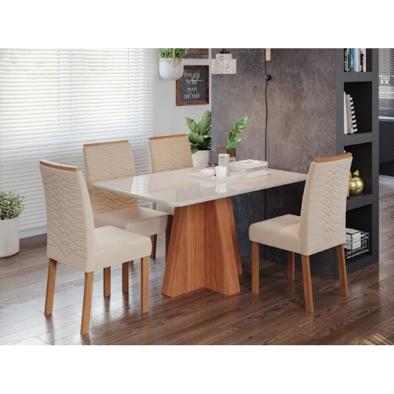 CJ MESA 4C CIMOL MAITE RETANGULAR 130X80 C/VDO CAD. CLARICE CINAMOMO/OFF WHITE/NUDE