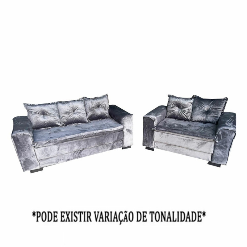 CJ ESTOFADO BOMFLEX 2/3 LUGARES HAITI CINZA VELUDO ASTECA 09