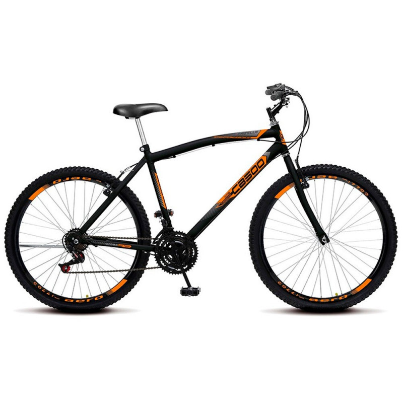 BICICLETA COLLI CAZELLE CB 500 ARO 26 C/MARCHA PRETO FOSCO/LARANJA NEON