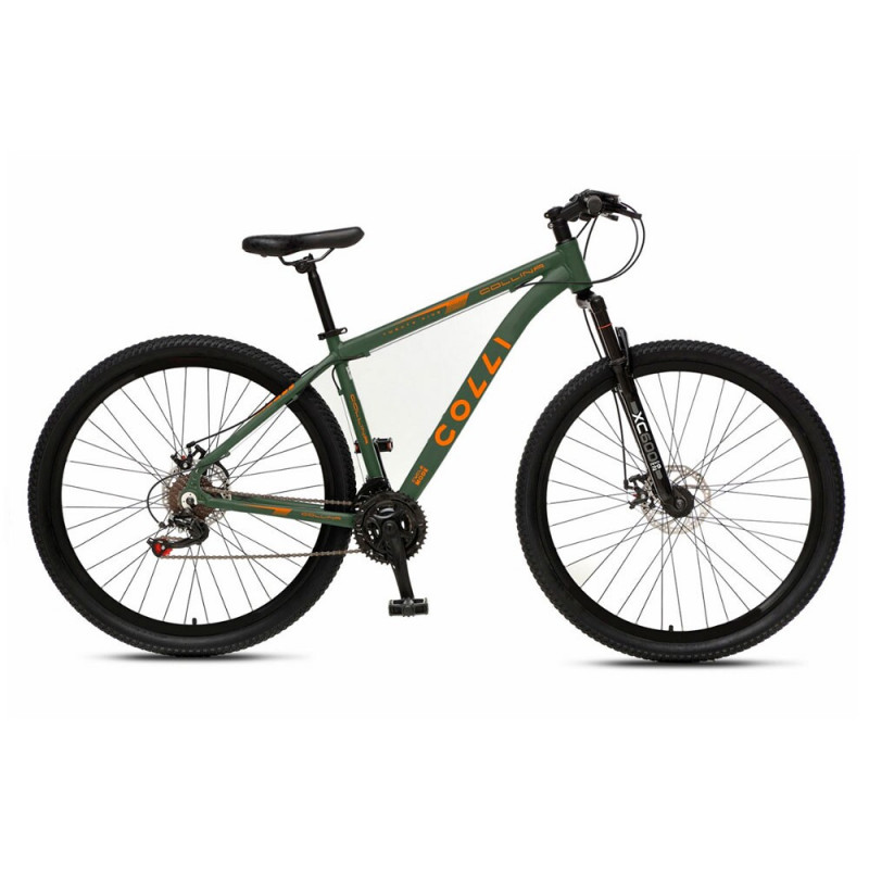 BICICLETA COLLI COLLINA ARO 29 C/MARCHA VERDE MILITAR C/LARANJA