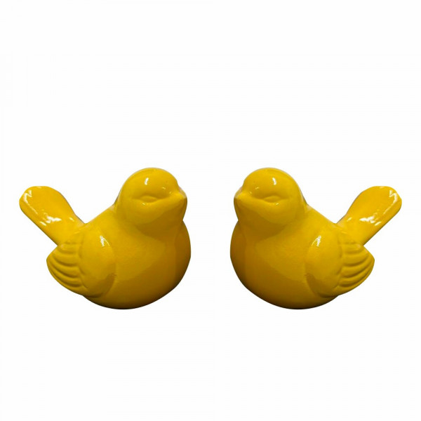 DUPLA DE PASSAROS CERAMICA AMARELO