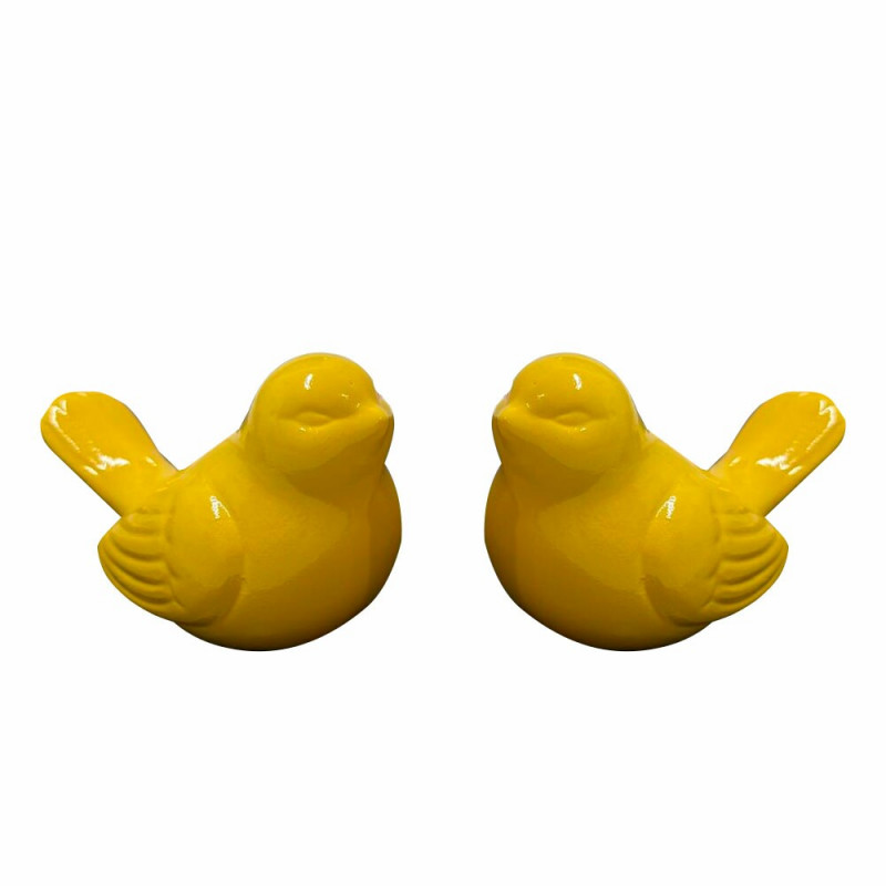 DUPLA DE PASSAROS CERAMICA AMARELO