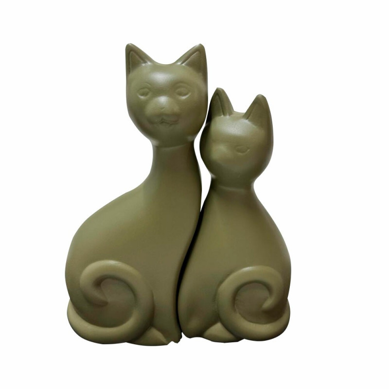 CASAL DE GATO DA SORTE CERAMICA VERDE MUSGO