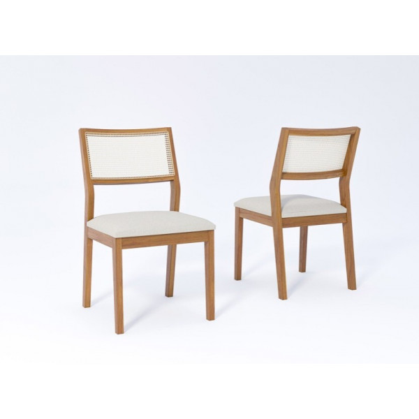 CJ 02 CADEIRAS CIMOL BELLA NATUAME MADEIRA/LINHO CRU