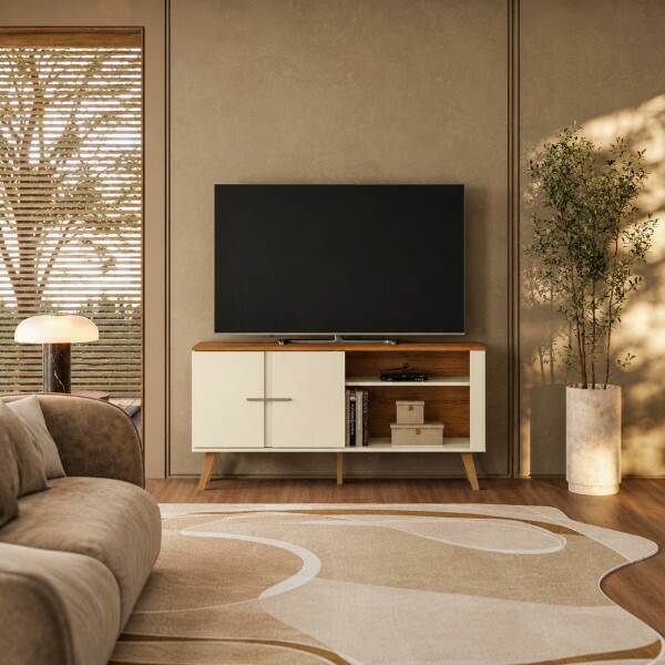 RACK BANCADA MOBLER ILHEUS OFF WHITE/CANELA RACK BANCADA MOBLER ILHEUS OFF WHITE/CANELA